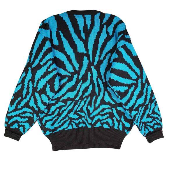 Vintage Tyrolia by Head Sweater Men’s Blue Neon Wool Ski Size ? Geometric - Picture 3 of 9